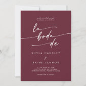 Boho Chic Burgundy Red QRコードスペインの結婚s 招待状 (正面)