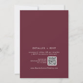 Boho Chic Burgundy Red QRコードスペインの結婚s 招待状 (裏面)
