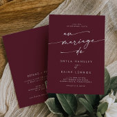 Boho Chic Burgundy Red QRコードフランスの結婚s 招待状