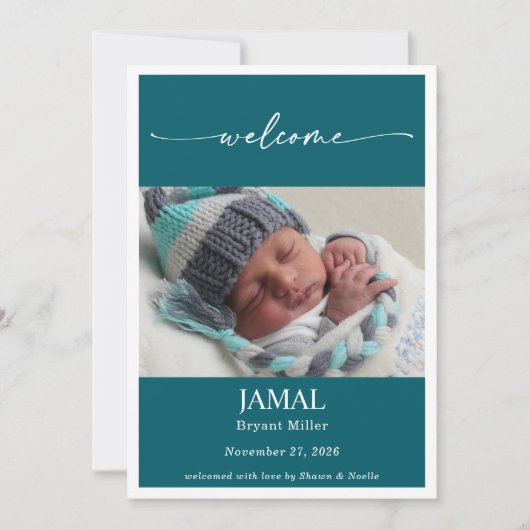 Boho Chic Classic Baby Photo Announcement Card 招待状 (正面)