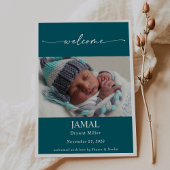 Boho Chic Classic Baby Photo Announcement Card 招待状