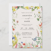 Boho Chic Colorful Wildflower Meadow Wedding 招待状 (正面)