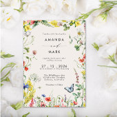 Boho Chic Colorful Wildflower Meadow Wedding 招待状