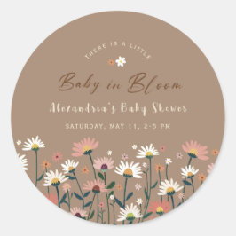 Boho Chic Daisy Baby in Bloom Shower Sticker ラウンドシール