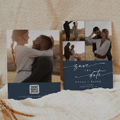 Boho Chic Dark Navy Blue写真数々のQRコード セーブザデート