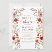 Boho Chic Dried Flowers Fall Autumn Bridal Shower 招待状 (正面)