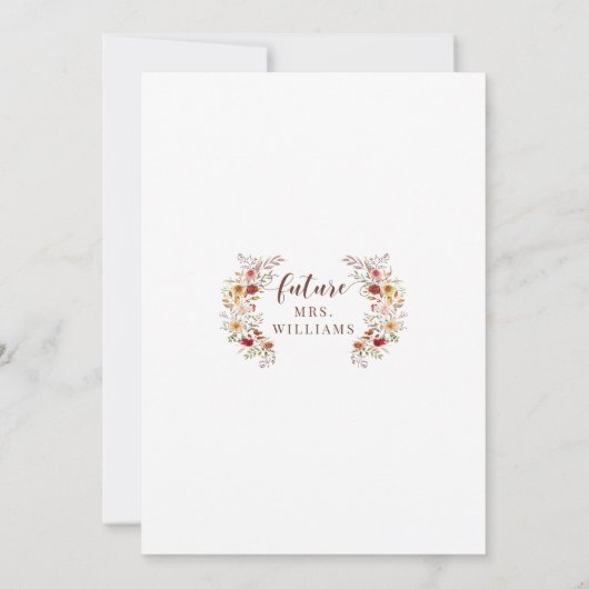 Boho Chic Dried Flowers Fall Autumn Bridal Shower 招待状 (裏面)