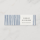 Boho Chic Dusky Blue Watercolor Hand Drawn Strips スキニー名刺 (正面)