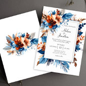 Boho Chic Dusty Blue Terracotta Elegant Wedding 招待状