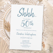 Boho Chic Dusty Blue White Surprise 50th Birthday 招待状