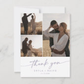 Boho Chic Dusty Purpleの写真結婚コラージュ サンキューカード (正面)