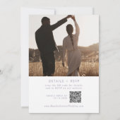 Boho Chic Dusty Purple Photo QR Code 結婚's 招待状 (裏面)