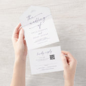 Boho Chic Dusty Purple QR Code Mail In 結婚's オールインワン招待状 (貼ってはがせる)