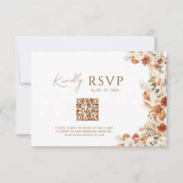 Boho Chic Elegant Script Wedding Website QR Code 出欠カード