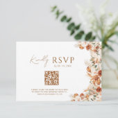 Boho Chic Elegant Script Wedding Website QR Code 出欠カード (スタンド正面)