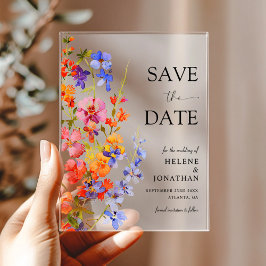 Boho Chic Elegant Wildflower Wedding Save The Date アクリル招待状