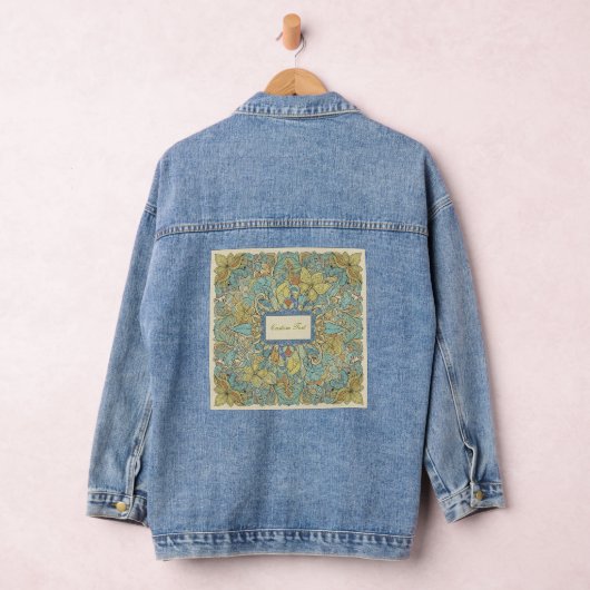 Boho Chic Embroidered-Look Custom Denim Jacket デニムジャケット (ハンガー)