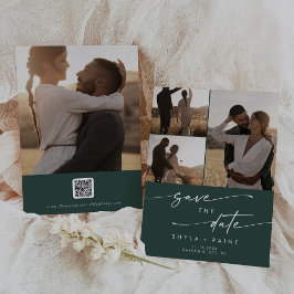 Boho Chic Emerald Green写真数々のQRコード セーブザデート