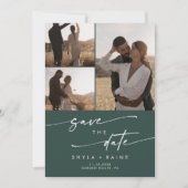 Boho Chic Emerald Green写真数々のQRコード セーブザデート (正面)