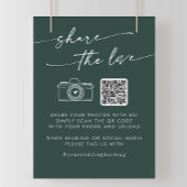 Boho Chic Emerald Green Share the Love QR Code ポスター