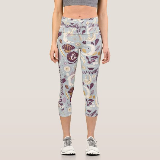 Boho Chic Enchanted Moons - Soft Blues & Ethereal カプリレギンス (正面)