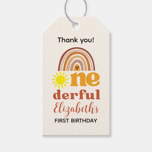 Boho Chic First Birthday Bash for One-derful  ギフトタグ (正面)