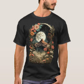 Boho Chic Floral Moon Mountain Forest Nature Retro Tシャツ (正面)