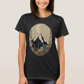 Boho Chic Floral Moon Mountain Tシャツ (正面)