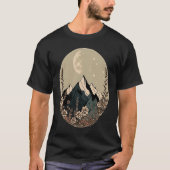 Boho Chic Floral Moon Mountain Tシャツ (正面)