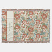 Boho Chic Floral Paisley Pattern Throw Blanket スローブランケット (正面)