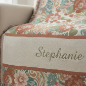 Boho Chic Floral Paisley Pattern Throw Blanket スローブランケット