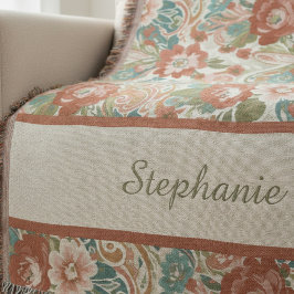 Boho Chic Floral Paisley Pattern Throw Blanket スローブランケット