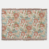 Boho Chic Floral Paisley Pattern Throw Blanket スローブランケット (正面)