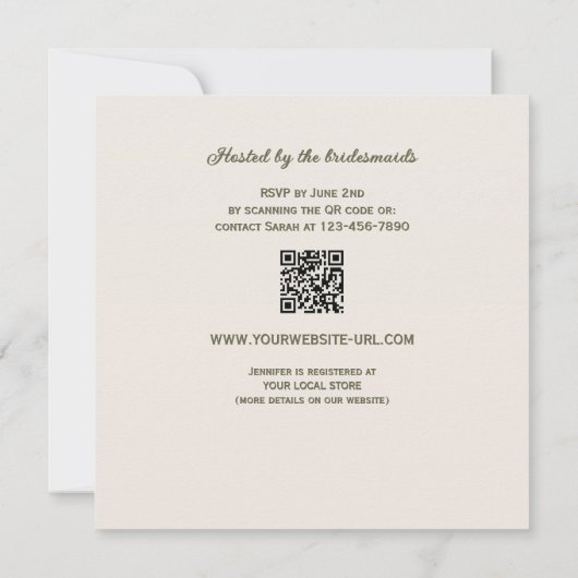 Boho Chic Floral Rose Gold Arch Bridal Shower 招待状 (裏面)