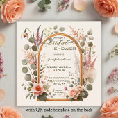 Boho Chic Floral Rose Gold Arch Bridal Shower 招待状