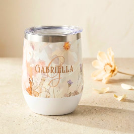 Boho Chic Floral Watercolor Monogram