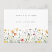 Boho Chic Floral Wedding RSVP ポストカード (正面)