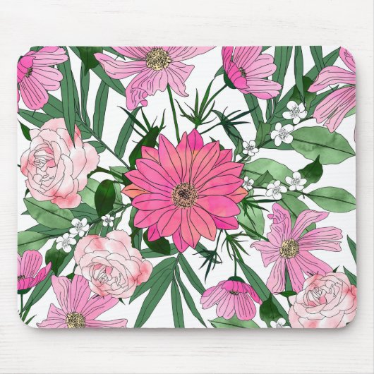 Boho chic garden floral design マウスパッド (正面)
