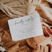 Boho Chic Green and White Menu Choice RSVPカード