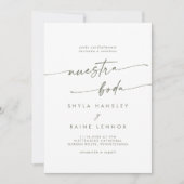 Boho Chic Green and White Photo スペインの 結婚's 招待状 (正面)