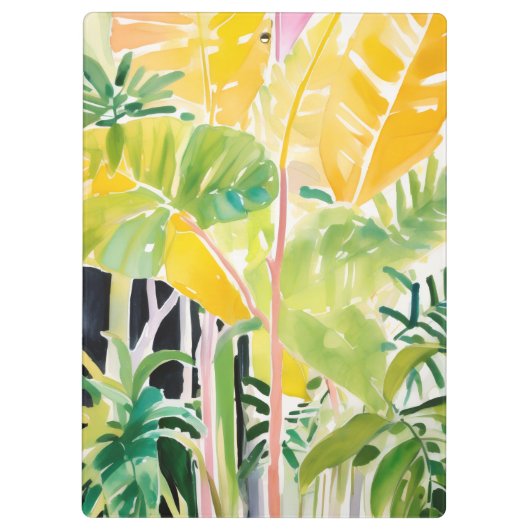 Boho Chic Green Tropical Leafy Foliage Botanical クリップボード (裏面)