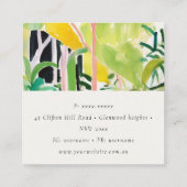 Boho Chic Green Tropical Leafy Foliage Botanical スクエア名刺 (裏面)