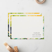 Boho Chic Green Tropical Leafy Foliage Botanical ノートカード (正面/裏面インサイチュ)