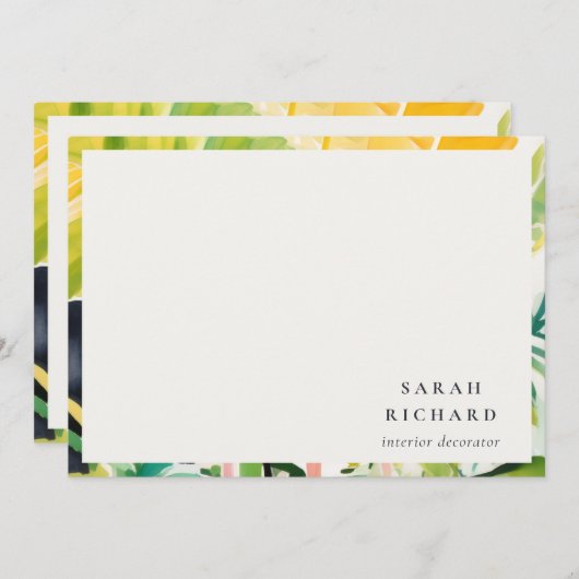 Boho Chic Green Tropical Leafy Foliage Botanical ノートカード (正面/裏面)