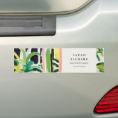 Boho Chic Green Tropical Leafy Foliage Botanical バンパーステッカー (車上)