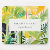 Boho Chic Green Tropical Leafy Foliage Botanical マウスパッド (正面)