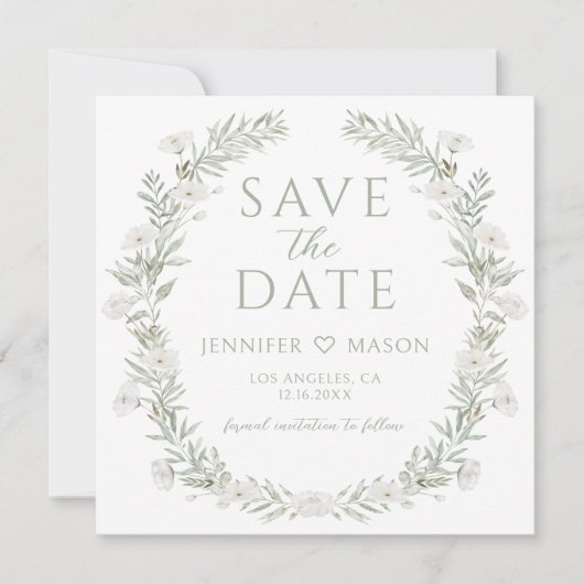 Boho Chic Greenery Save the Date Photo招待状 (正面)