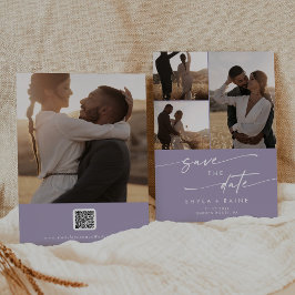 Boho Chic Lavender Purple写真数々のQRコード セーブザデート