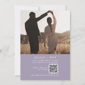 Boho Chic Lavender Purple Photo QR Code 結婚's 招待状 (裏面)