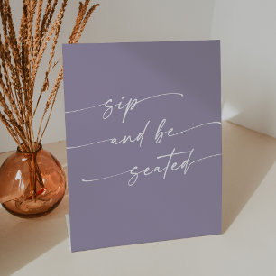 Boho Chic Lavender Purple Sip Be着席結婚's 台座サイン